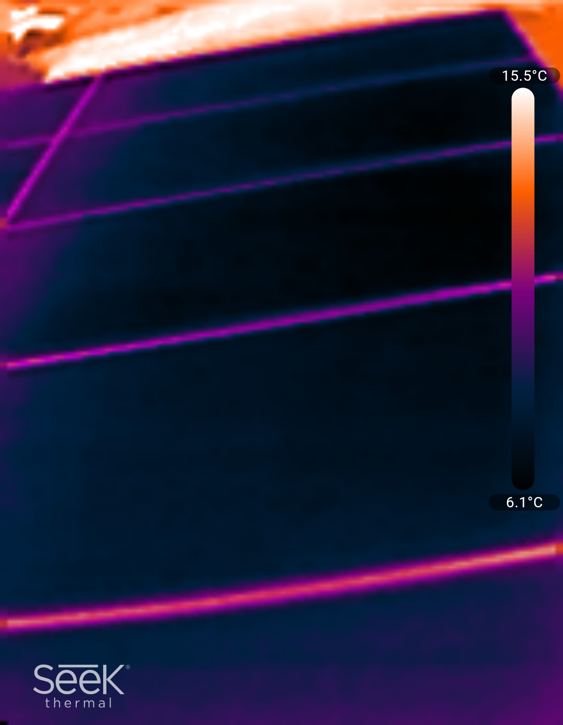 Real thermal scan from a Saturn Solar Cleaning inspection — Healthy panel